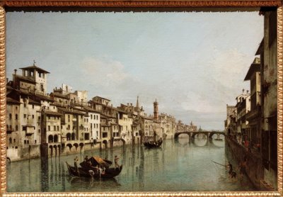 El Arno en Florencia con el Ponte Santa Trinità de Bernardo Bellotto