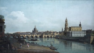 Dresde vista desde la orilla derecha del Elba, debajo del Puente de Augusto, 1748 de Bernardo Bellotto