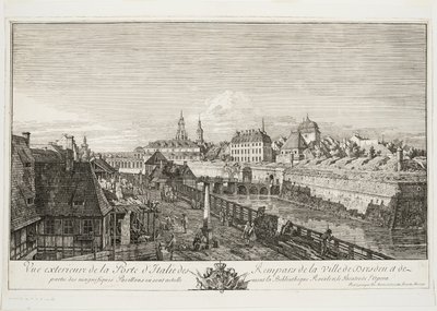 Vista exterior de la Puerta Italiana de las murallas de la ciudad de Dresde de Bernardo Bellotto
