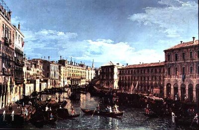 Gran Canal, Venecia, mirando al sur hacia el Puente de Rialto de Bernardo Bellotto