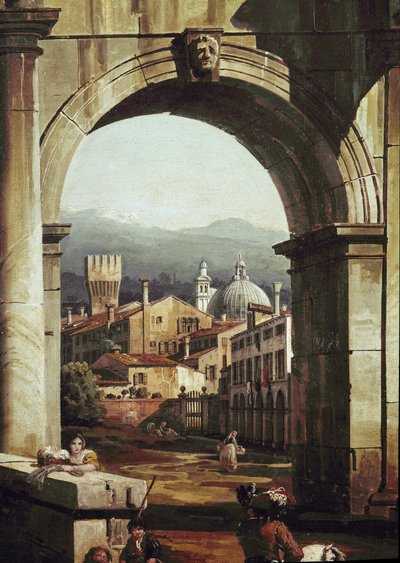 Capricho romano con puerta y muros (detalle) de Bernardo Bellotto