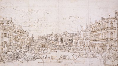 El Gran Canal, Venecia, con el Puente de Rialto desde el sur de Bernardo Bellotto