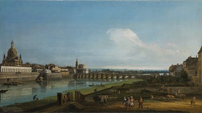 Vista de Dresde con la Frauenkirche a la Izquierda de Bernardo Bellotto