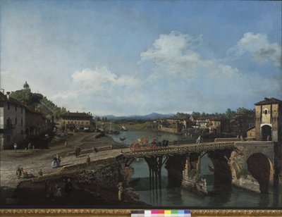 Vista del antiguo puente sobre el Po en Turín, 1745 de Bernardo Bellotto