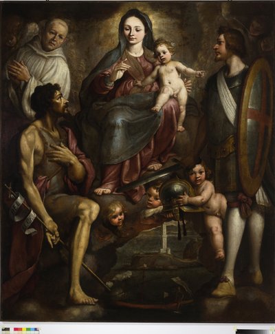Bernardo Castello y los santos Jorge y Battista interceden ante la Virgen por la ciudad de Génova de Bernardo Castello
