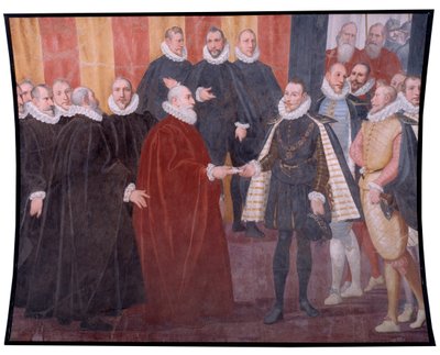 Encuentro del dogo genovés Giacomo Durazzo Grimaldi y Juan de Austria de Bernardo Castello
