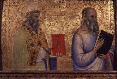 San Gregorio Magno (c.540-604) y santo no identificable de Bernardo Daddi
