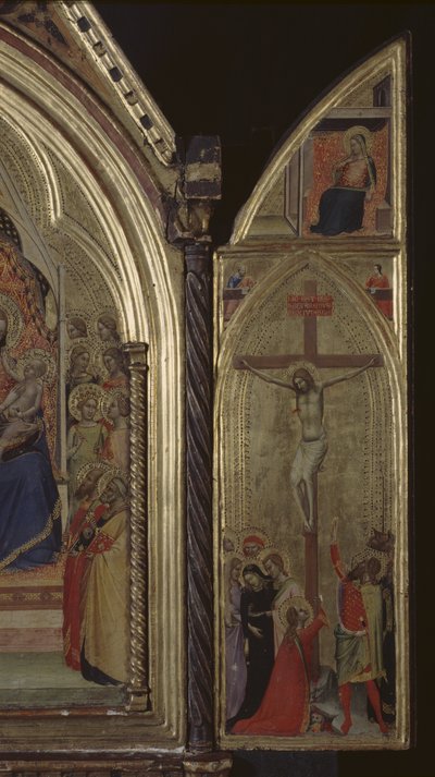 Tríptico (panel derecho) La Crucifixión de Cristo y la Anunciación (detalle) de Bernardo Daddi