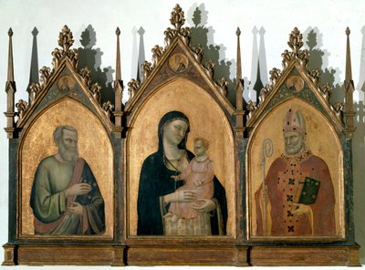 Tríptico de Todos los Santos o Madonna con el Niño entre San Mateo el Evangelista y San Nicolás de Bari de Bernardo Daddi