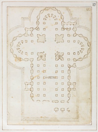 Plano de San Pedro, Codex Coner (tinta sobre papel) de Bernardo Della Volpaia Bernardo Della Volpaia