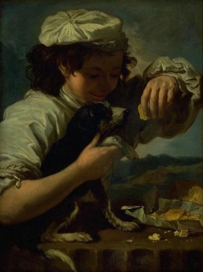 Un niño con un perro (Alegoría del "Gusto") de Bernardo Eberhart Keilhau