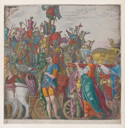 Hoja 3: Trofeos de guerra, de El Triunfo de Julio César de Bernardo Malpizzi