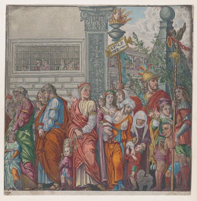 Hoja 7: procesión, de El Triunfo de Julio César, 1599 de Bernardo Malpizzi