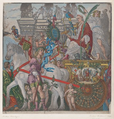 Hoja 9: Julio César en su carro tirado por caballos, de El Triunfo de Julio César, 1599 de Bernardo Malpizzi