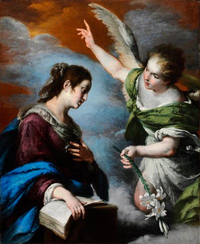 La Anunciación (La Anunciación) - Pintura de Bernardo Strozzi (dit il Capucini Genovese) (1581-1644), óleo sobre lienzo de Bernardo Strozzi