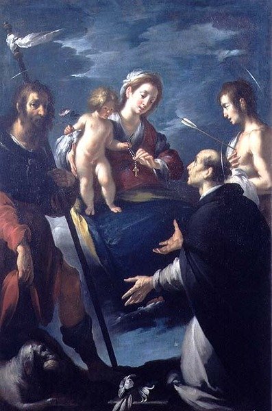 Madonna del Rosario con San Roque, San Domingo y San Sebastián de Bernardo Strozzi