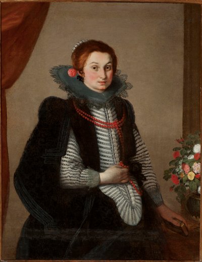 Retrato de joven con collar de coral (óleo sobre lienzo) de Bernardo Strozzi