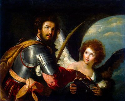 San Secundus y ángel, c. 1640 de Bernardo Strozzi
