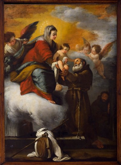 La Virgen entrega el Niño Jesús al Beato Felice de Cantalice (óleo sobre lienzo) de Bernardo Strozzi