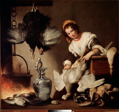 La cocinera desplumando patos de Bernardo Strozzi