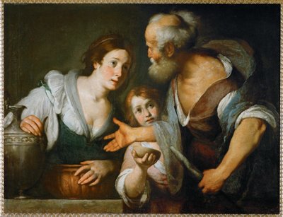 El profeta Eliseo y la viuda de Sarepta ... (óleo sobre lienzo) de Bernardo Strozzi