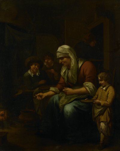 Mujer haciendo tortitas de Bernardus van Schijndel