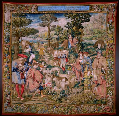 Tapiz flamenco. Serie La fundación de Roma: Faustulus conoce a Rómulo y Remo. Dibujante Barend van Orley (?). Fabricación de Bruselas. 1525-1530. de Bernart van (attr. to) Orley