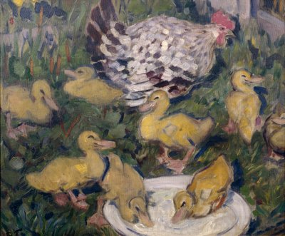 gallina con patitos de Bernhard Dorotheus Folkestad