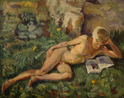 Knut en la hierba (óleo sobre lienzo) de Bernhard Dorotheus Folkestad