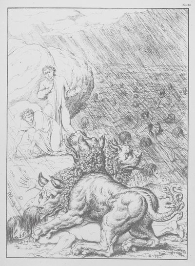 Divina Comedia de Dante, Infierno, Lámina XI (litografía) de Bernhard Schuler