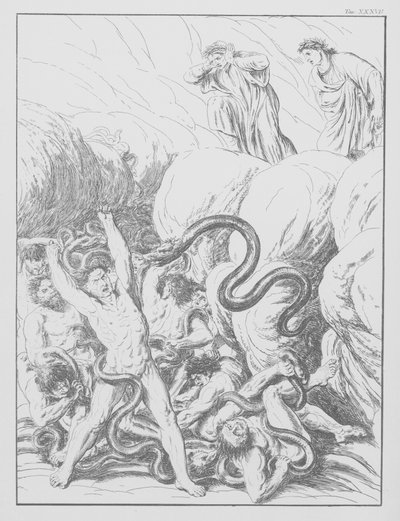 Divina Comedia de Dante, Infierno, lámina XXXVII (litografía) de Bernhard Schuler