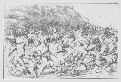 Divina Comedia de Dante, Infierno, lámina XXXVI (litografía) de Bernhard Schuler