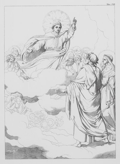 Divina Comedia de Dante, Paradiso (Cielo), Lámina VII (litografía) de Bernhard Schuler