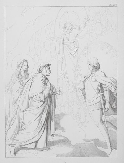 Divina Comedia de Dante, Paradiso (Cielo), Lámina XVII (litografía) de Bernhard Schuler