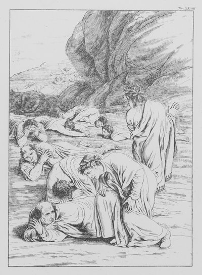 Divina Comedia de Dante, Purgatorio, lámina XXVIII (litografía) de Bernhard Schuler