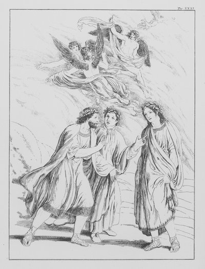 Divina Comedia de Dante, Purgatorio, Lámina XXXI (litografía) de Bernhard Schuler
