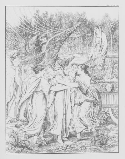 Divina Comedia de Dante, Purgatorio, lámina XXXVIII (litografía) de Bernhard Schuler