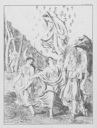 Divina Comedia de Dante, Purgatorio, Lámina XXXVII (litografía) de Bernhard Schuler