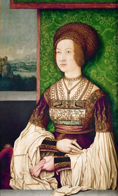 Familia del emperador Maximiliano I: retrato de la emperatriz Bianca Maria (Blanche-Marie) Sforza (1472-1510)"" - Retrato de Bianca Maria Sforza (1472-1510), la segunda esposa de Maximiliano I, emperador del Sacro Imperio Romano Germánico por Strigel, Bern de Bernhard Strigel