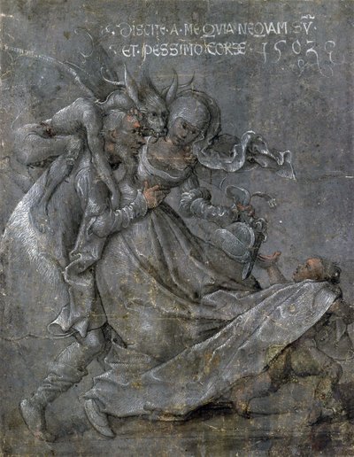 Pareja de enamorados con el Diablo y Cupido de Bernhard Strigel