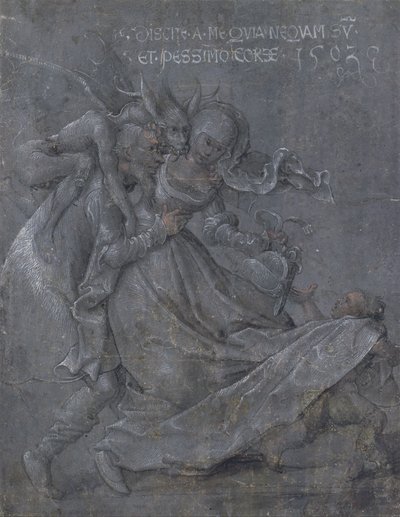 Pareja de amantes con el Diablo y Cupido de Bernhard Strigel