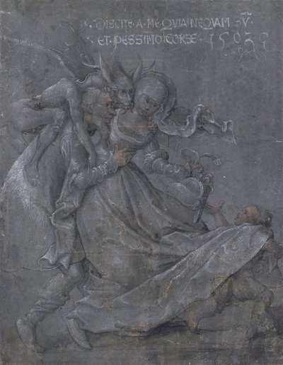 Pareja de amantes con el Diablo y Cupido de Bernhard Strigel