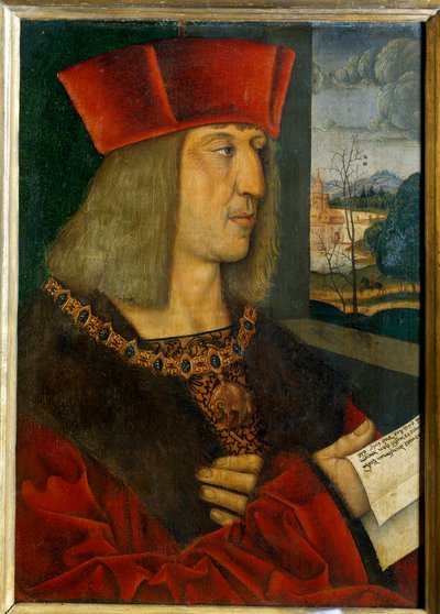 Retrato del Emperador Maximiliano I (1459-1519) (Pintura de Bernard Strigel, 1460-1528) siglo XV Dim. 0,38 x 0,28 m de Bernhard Strigel