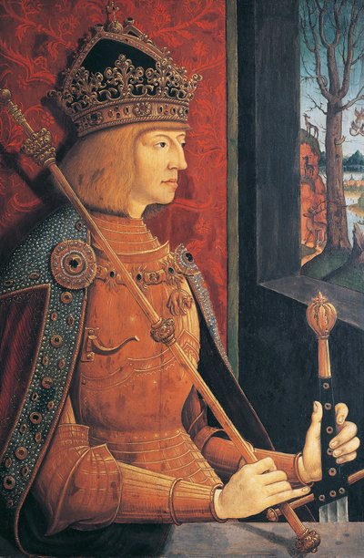 Retrato de Maximiliano I de Austria, emperador del Sacro Imperio Romano Germánico de Bernhard Strigel