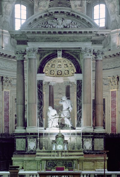 Vista del altar mayor mostrando el martirio de San Pablo de Bernini Algardi A. and Bitonto