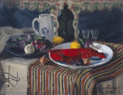 Plato con langosta y limón (óleo sobre lienzo) de Bernt Wilhelm Tunold