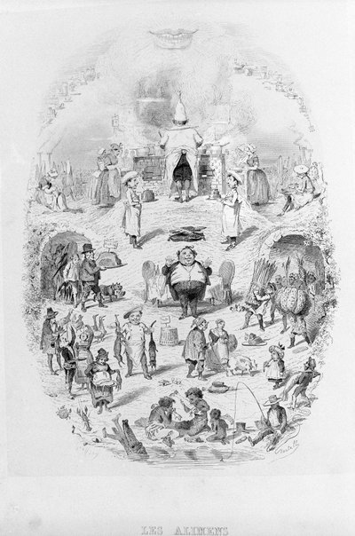 Comida: cocinar y diferentes formas de preparar alimentos en Brillat - Savarin ilustrado por Bertall. París 1840. de Bertall
