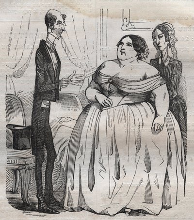 Los Gourmands - la obesidad y la delgadez - grabado en “La Fisiología del gusto” por Jean Anthelme Brillat Savarin (Brillat-Savarin) de Bertall