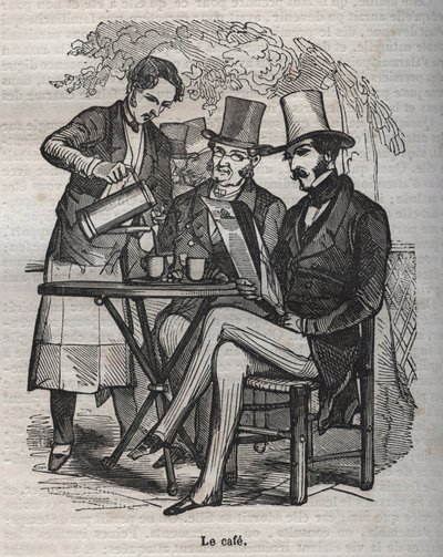 Le café - grabado en “La Fisiología del Gusto” de Jean Anthelme Brillat Savarin de Bertall