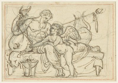 Diseño para un relieve que muestra a Amor y una figura reclinada de Anacreonte de Bertel Thorvaldsen